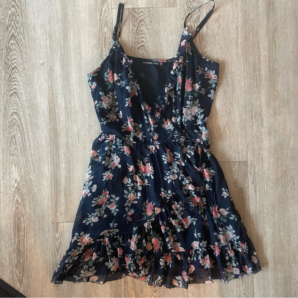 A&F floral ruffle wrap mini dress